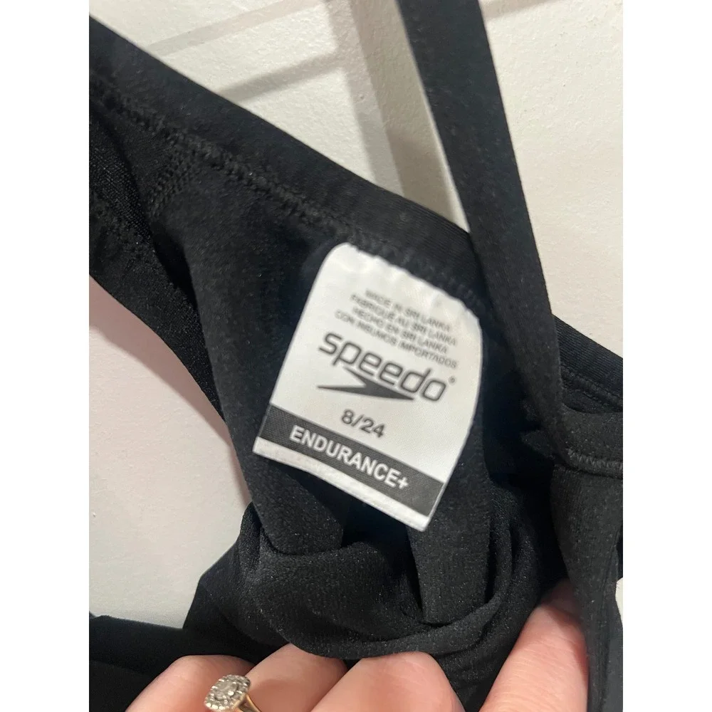 Speedo Girls One Piece Swimsuit Shark Graphic Black Size 8/24